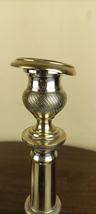 Pair of C19th French brass candlesticks circa 1860